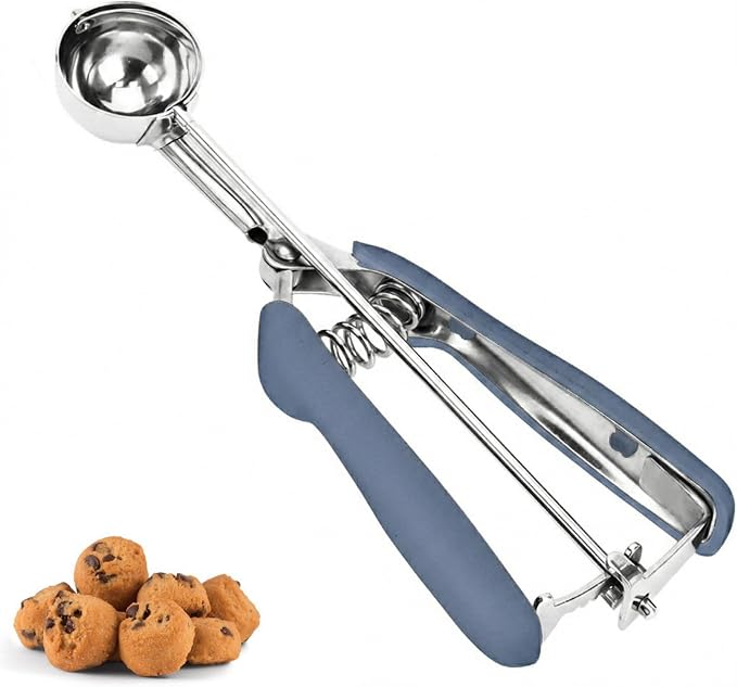 Cookie Scoop, Ice Cream Scoop, 0.8Tbsp/2.5tsp/12.5ml/0.5oz Cookie Scoops for Baking, 18/8 Stainless Steel Cookie Scooper for Baking, Cookie Dough Scoop (Blue Gray)