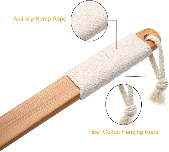 Leotruny 100% Natural Exfoliating Loofah with Long Wooden | Shower Back Brush