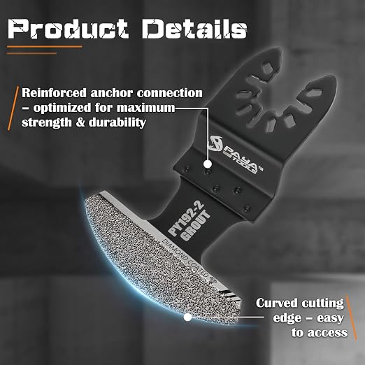 Universal Fit 40-50 Grit Diamond-Grit Edge Oscillating Blade for Grout Removal - 2-3/4" Cutting Width (3-Pack)