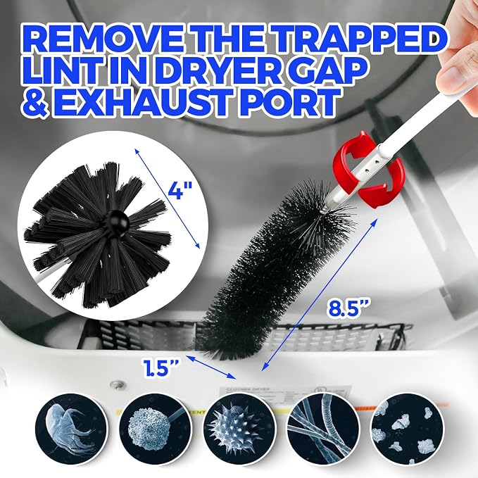 Holikme 15 Feet Dryer Vent Cleaner Kit, Lint Remover, Extends Up to 15 Feet, Synthetic Brush Head, Use with or Without a Power Drill