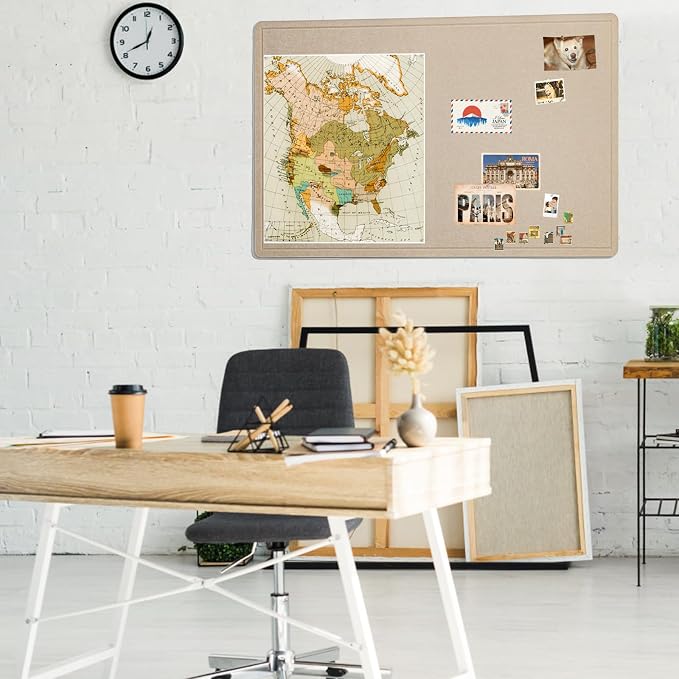 Felt Bulletin Board 60x36 inches, Decorative Pin Board for Home & Office | Cork Board Alternative for Wall with Push Pins, Display Mood Board for Photos, Notes & Reminders