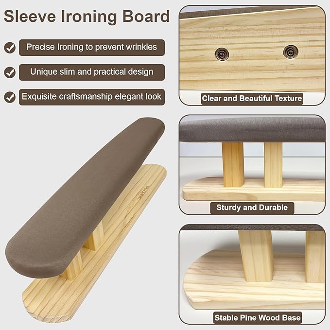 Sleeve Ironing Board for Sewing, Padded Chest & Sleeve Tailor Ironing Stool with Wooden Base, Sleeve Pressing Board for Household Tools, Tailor Dress Forms, Sewing and Tailoring Studio, Gray