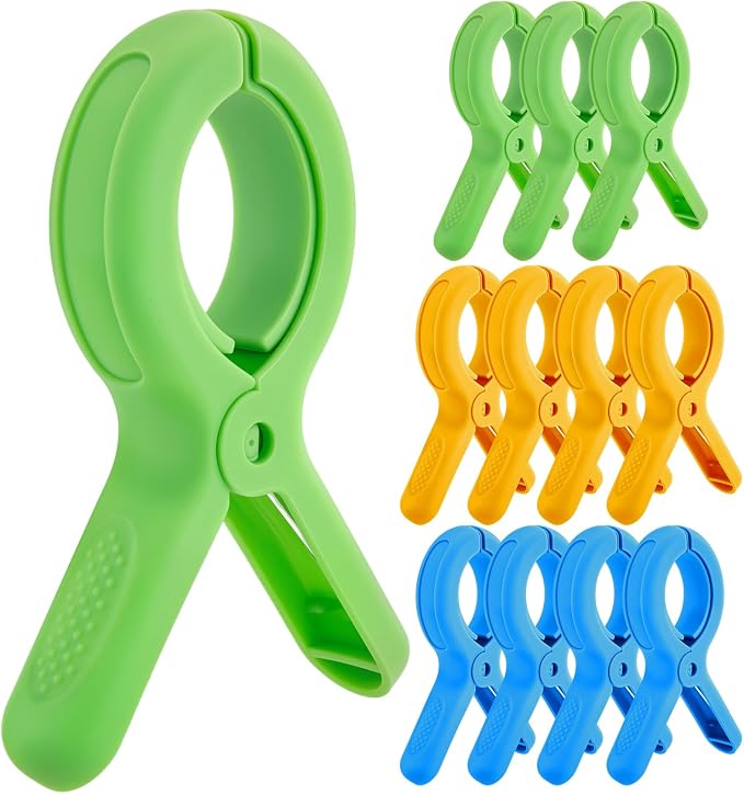 12 Pcs Beach Towel Clips for Beach Chairs Clothespins | Towel Holder for Pool Chair on Cruise Chair Clamps