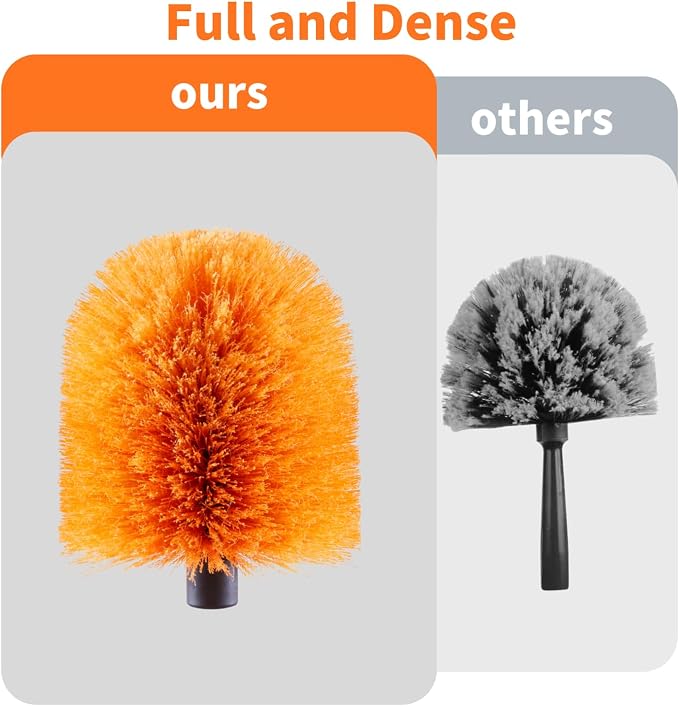 4 Pack Screw on Webster Cobweb Duster Head for Pole,Spider Web Brush, Cobweb Duster Head Attachment,Fits Standard 3/4 inch Threaded Poles (4, Orange)