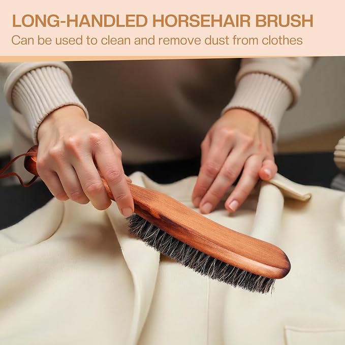4 Pcs Horsehair Felt Hat Brush Kit with Cleaning Sponge Cowboy Clean Hat Wood Fedora Hat Cleaning Set Baseball Cap Lint Brush Remove Dust for Hair Furniture Suits Clothes(Style C)