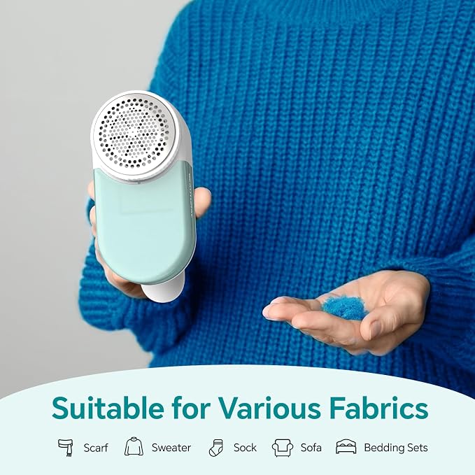 BEAUTURAL Fabric Shaver and Lint Remover, Portable Sweater Defuzzer | 2 Speeds, 1 Replaceable 6-Leaf Blade, Remove Fuzz, Lint Balls, Pills, Bobbles for Clothes and Furniture