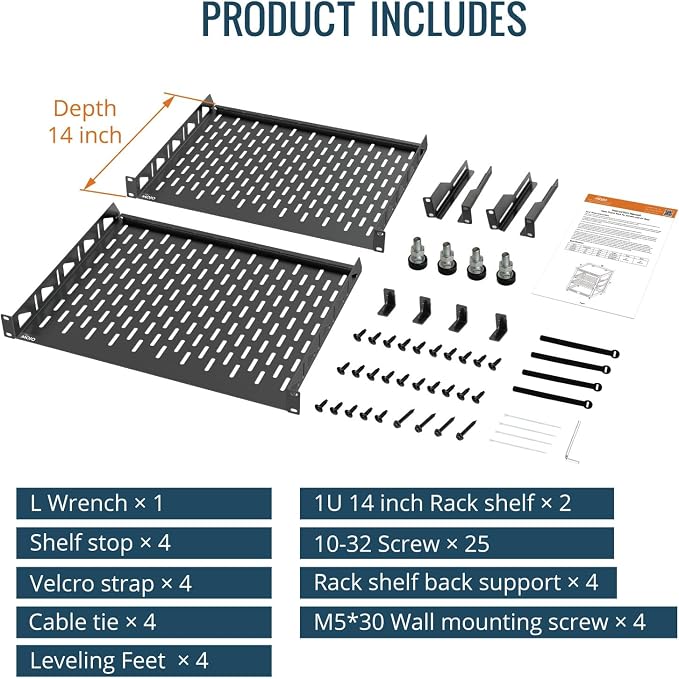 Tecmojo 20U Open Frame Network Rack for IT & AV Gear, AV Rack Floor Standing or Wall Mounted,with 2 PCS 1U Rack Shelves & Mounting Hardware,Network Rack for 19" Networking,Audio and Video Device