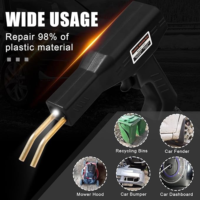 ATOLS Upgraded Plastic Welder, 1000PCS Staples, Pure Copper Transformer, Rapid Heating, Plastic Welding Kit, Hot Stapler Kit, Plastic Welder Gun Kit, Car Bumper Repair Kit, Plastic Repair Kit(Black)