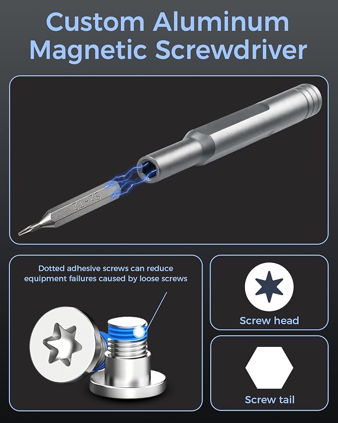 Screwdriver & Screw Kit for Ray-Ban Meta & Oakley Meta Gen 1/2 | Magnetic Eyeglass Temple Repair Tool Set with 10 Screws, Metal Case for Wayfarer Skyler Headliner Display HSTN