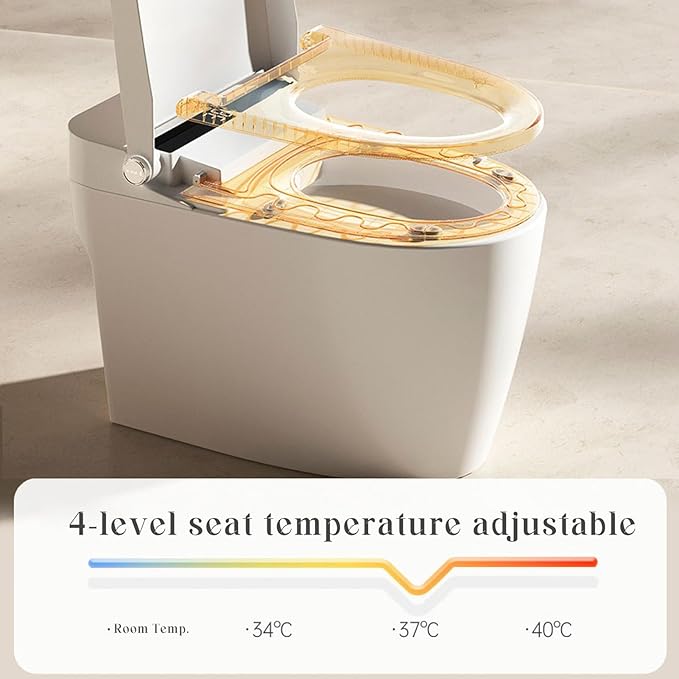 BONSAM Smart Toilet with Auto Flush, Modern Toilet with Bidet Built In, Blackout Flushing, Warm Water&Dryer, Self-Cleaning Heated Seat Toilet with Remote Control for Seniors & Families.