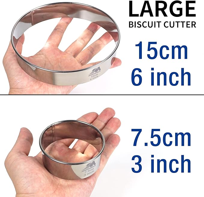 M JNGMEI 6 Pieces Stainless Steel Cookie Biscuit Cutter Set 2'', 3'',3.5'', 4'',5''and6'' Biscuit Plain Edge Round Cutters large Sizes Shape Molds Ranging from 2-6 Inches Multiple Sizes