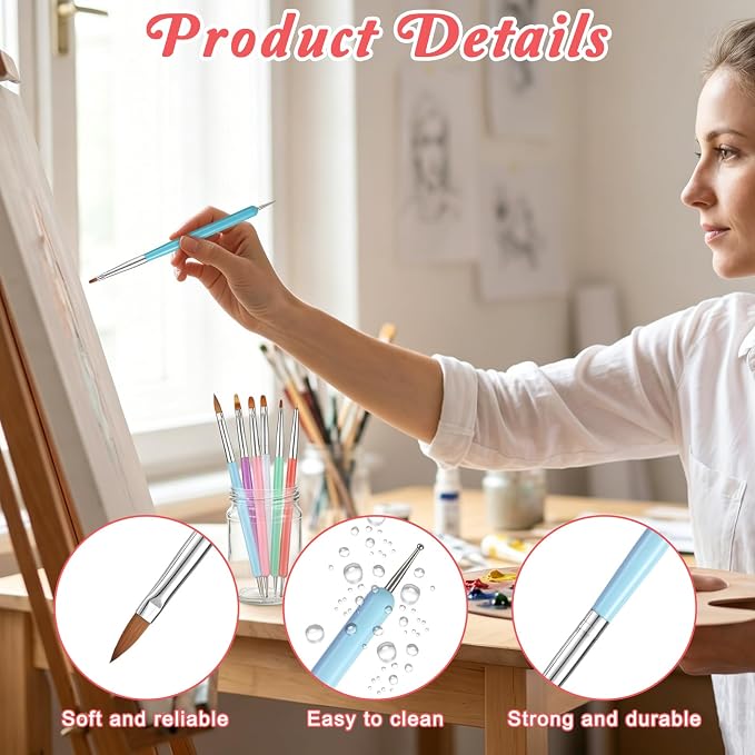 7 Pcs Food Safe Paint Brushes, Cookie Decorating Tools with Wood Handle, for Baking, Pastry, Macaron & Candy Making, Non-Toxic & Durable (Colorful Set)