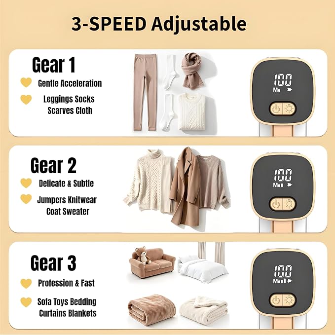 Eilveey Fabric Shaver Rechargeable Lint Remover with 3 Extra Blades & Light | Electric Lint Shaver 3 Speed Adjust, 9000 RPM Sweater Defuzzer, Pilling Remover for Clothes Furniture Couch Upholstery