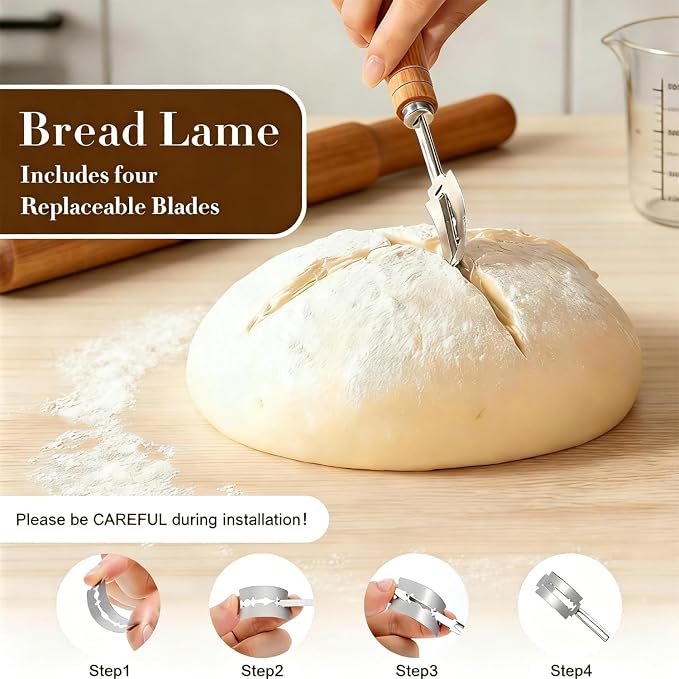 Sourdough Bread Baking Supplies Kit, Banneton Bread Proofing Basket, Complete Sourdough Tools Ideal Gifts for Bakers Women Mom Wife