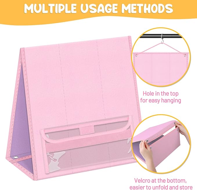 AKAYOK Foldable Felt Board - Double-Sided Flannel Story Board for Preschool Learning, Interactive Storytelling & Play | 33" x 12" Portable Felt Play Board for Home & Classroom Use (Pink)