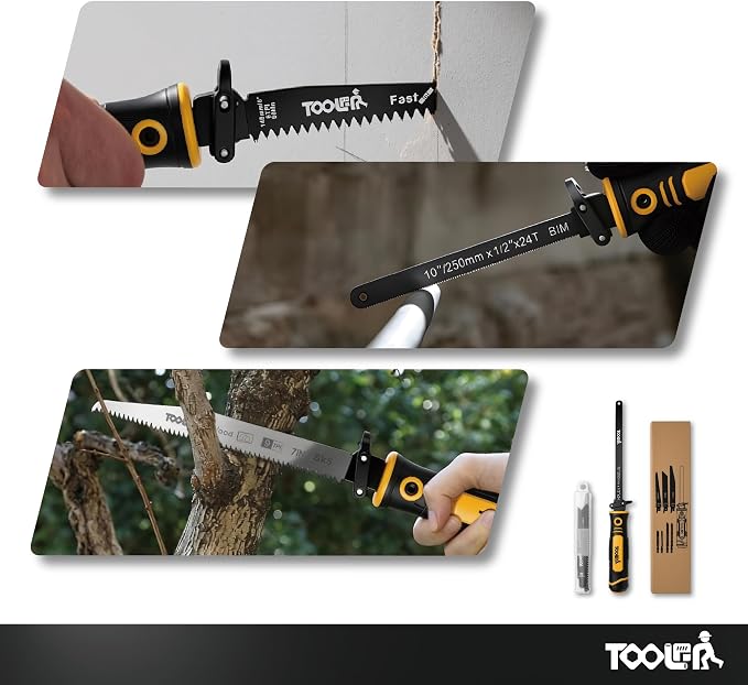 8-In-1 Multi Blades Hand Saw, Drywall, Hacksaw, Jab Saw & Wood Cutter Tool | Blade Quick Change Mechanism, For Cutting Drywall, Wood, Metel, Plastic, Plywood. Lightweight manual saw