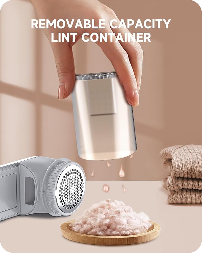 Ruidla Fabric Shaver Lint Remover, Sweater Shaver to Remove Pilling | Lint Shaver with 2-Speed Power Adjustment, Fuzz Shaver for Clothes Balls-Battery Operated, Easy Removable Bin for Fuzz(Grey)