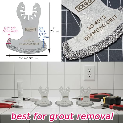 XXGO 3 Pcs Diamond Grout Multitool Blade for Grout Remover XG3001S | Best to Remove 1/8" Grout Line