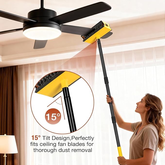 CLDREAM Ceiling Fan Cleaner Duster with Extension Pole 3Ft | Fan Blade Cleaner Cleaning Tool with Reusable Chenille Pads for High Ceiling Fan Blade Blinds Cobweb