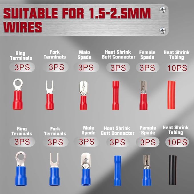 4-in-1 Multi Purpose Electricians Pliers with Wire Cutter, Crimper, Gripper, Stripper| Compact Wire Stripper Terminals Kit| Crimping Tool for 12-20AWG Insulated & Non-Insulated Wires