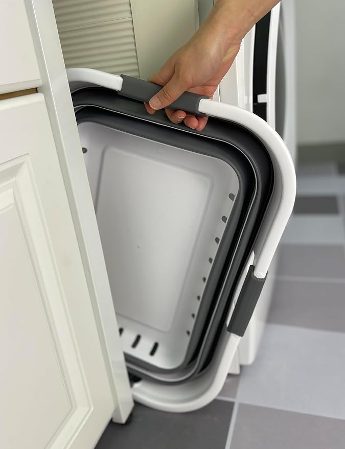 SAMMART 42L (11 gallon) Collapsible Plastic Laundry Basket - Foldable Pop Up Storage Container/Organizer - Portable Basket - Space Saving Hamper/Basket (2, Grey/Steel Grey)