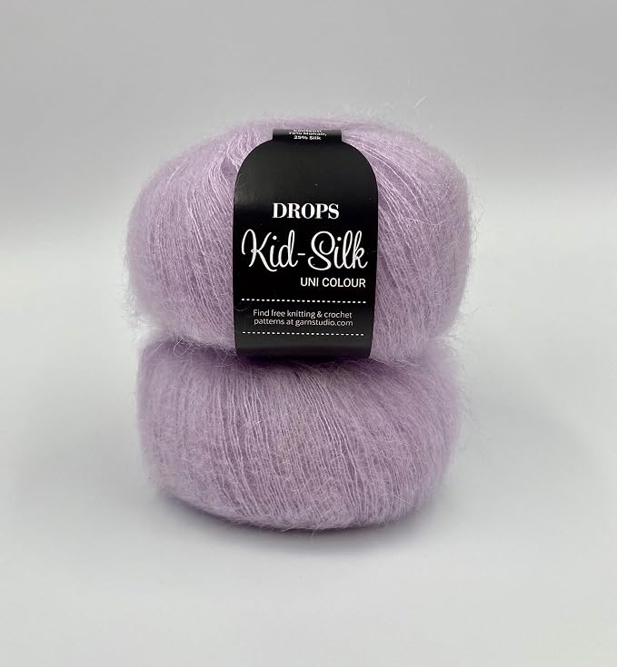 Drops Mohair and Silk Yarn Kid-Silk, 0 or Lace, 2 Ply, 0.9 oz 230 Yards per Ball (09 Light Lavender)