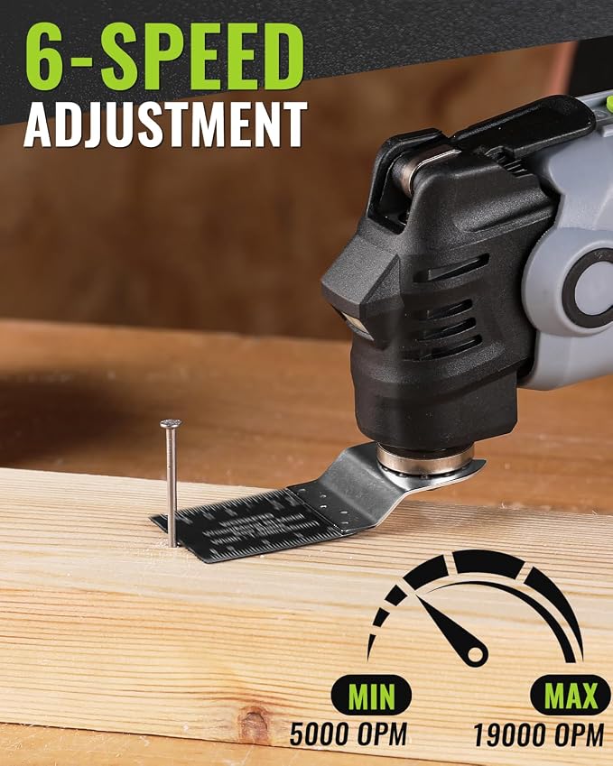 WORKPRO 20V Brushless Cordless Oscillating Multi-Tool Kit | 6 variable speeds, 3.6° oscillation angle, 21-piece accessories, 1 battery & storage bag, for DIY and home improvement