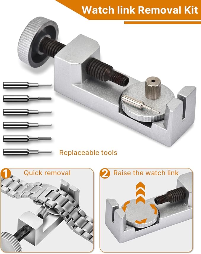 EasyTime Watch Link Removal Kit: Professional Watch Strap Adjustment Tool Band Replacement Bracelet Resize Kit for All Size with 108 PCS Spring Bars 20 PCS Link Pins