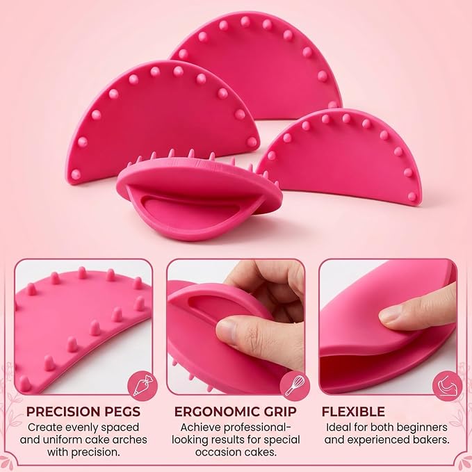 CZFDHP Cake Decorating Tools, 4PCS Cake Arch Guide Tool, Cake Stencils Decorating Kit | Cake Portion Marker Tool, Create Uniform Cake Arches and Professional Piping, 2 Size Fits All Cake