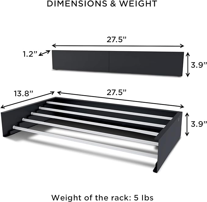 Step Up Laundry Drying Rack (27.5-INCH Industrial Gray), Wall Mounted, Retractable Clothes Drying Rack, 40lbs Load Capacity, 11.6 Linear Ft, with Wall Template and Long Screwdriver Bit