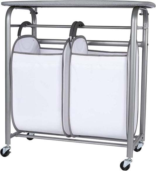 Neatfreak - Laundry Sorter with Ironing Board - 3-in-1 Laundry Basket, Ironing Station & Laundry Folding Table - 2 x Tote Hampers for Laundry, Towels & Bathroom Storage