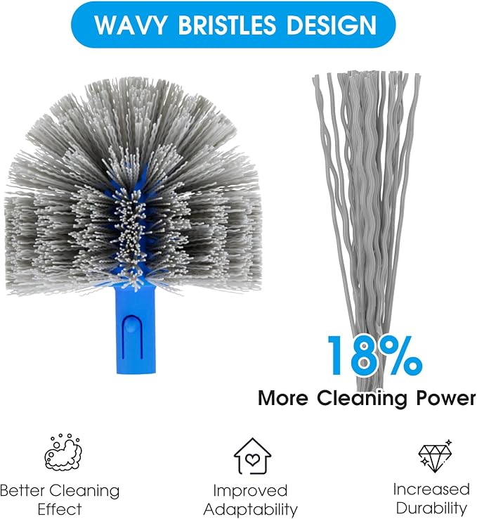 TidyMister Pool Brush for Cleaning Pool Walls, 20'' Pool Brush Head with Detachable Side Brush Nylon Bristles Pool Scrub Brush for Above Ground Pools Ingound Pools, Safe for Vinyl Liner