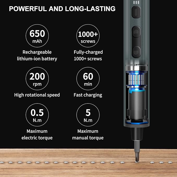 STREBITO Mini Electric Screwdriver Set 155 in 1, Small Electric Screwdriver | 140 S2 Magnetic Bits, 3 Torque Settings, 650mAh Battery, Precision Electric Screwdriver Kit for Computer Laptop RC Electronic