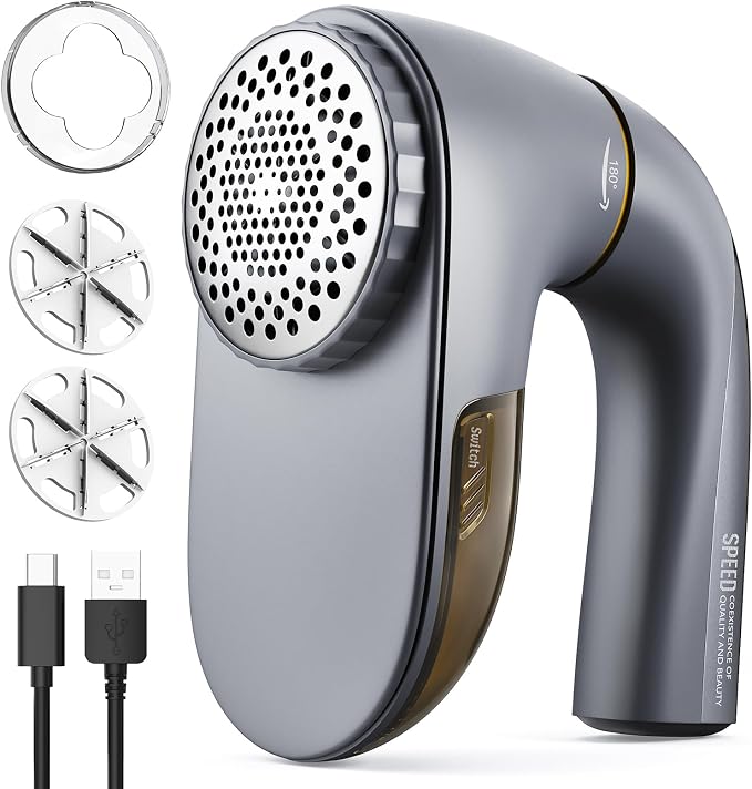 POPCHOSE Fabric Lint Shaver, 6-Leaf Blades & 2 Speed, 2000mAh Rechargeable | Lint Remover for Clothes, Sweater Shavers to Remove Pilling, Electric Lint Remover for Couch, Furniture, Fuzz