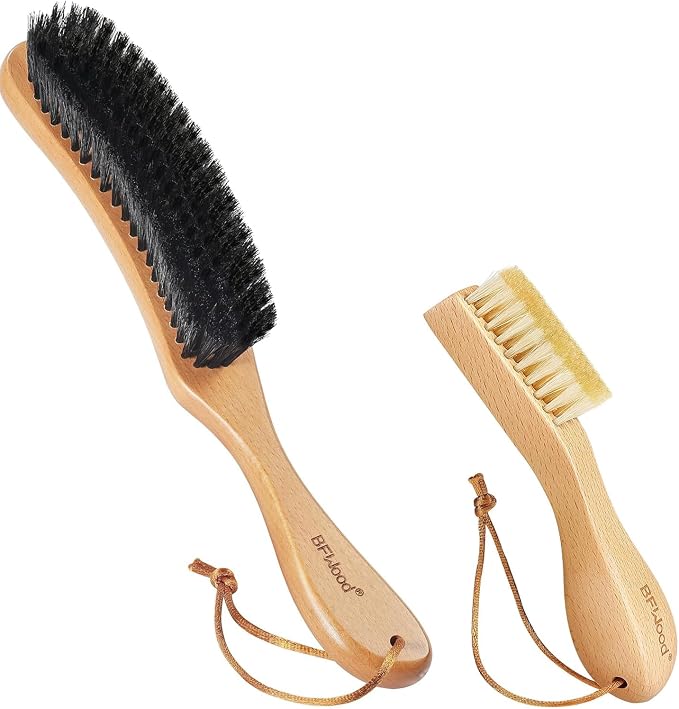 Soft Boar Bristle Laundry Stain Brush for Most Fabrics & Clothes Brush for Suits, Cashmere, Wool, Velvet