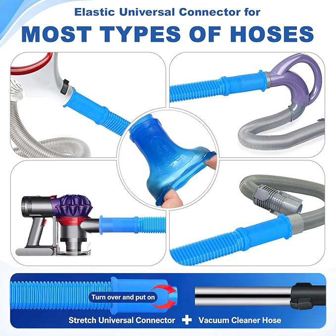 PetOde 5 Pieces Dryer Vent Cleaner Kit, Ultra-Slim 0.73" Vacuum Hose Attachment with Universal Connector, 4 Multi-Length Detail & Lint Brushes for Refrigerator Coils, AC Vents, Window Tracks