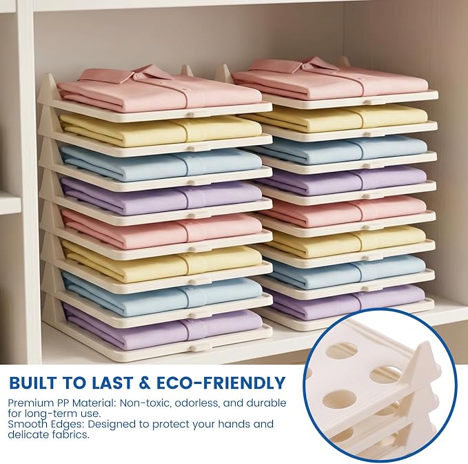22 Pcs Clothes Organization Set - 2 Large Shirt Folding Board 27" X 23" & 20 Pack Stackable T-Shirt Organizer Trays, Durable Plastic Laundry Folder and Closet Storage System for Shirts, Pants, Towels