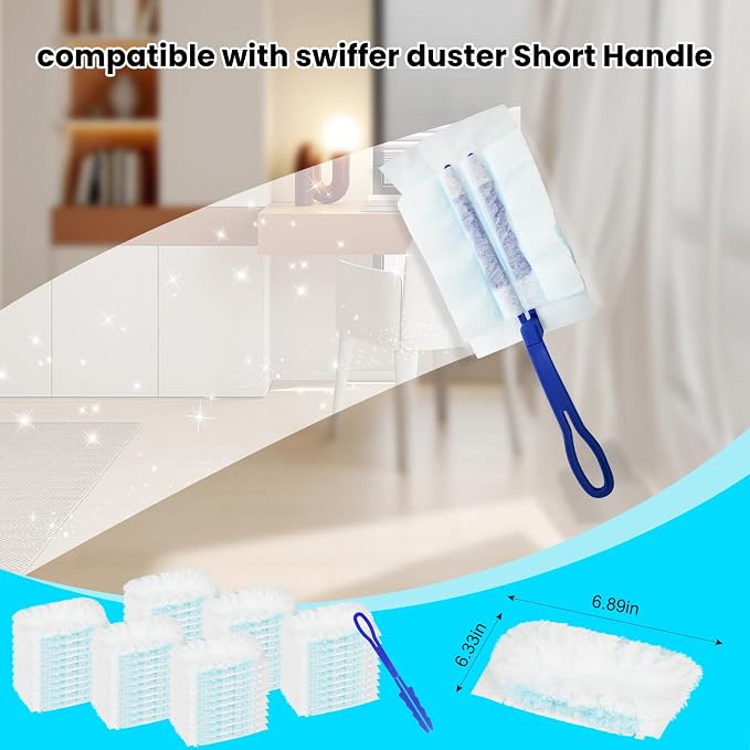 60 Count Disposable Duster Refills for Cleaning, for Swiffer Duster Refill | Multi-Surface Dusting Refills, Dusting Furniture, Blinds, Ceiling Fans, Helps Remove Allergens