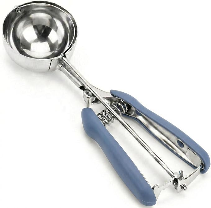 Ice Cream Scoop, Cookie Scoop, 5.3 Tbsp/ 80 ml/ 2.7 oz Cookie Scoops for Baking, 18/8 Stainless Steel Cookie Scooper for Baking, Ice Cream Scooper with Trigger Release, Cookie Dough Scoop (Blue Gray)