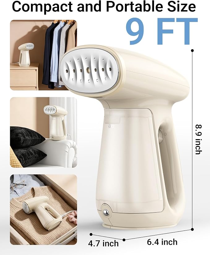 Bear Steamer for Clothes, 1300W 25s Heat-Up Clothes Steamer with 230ml Tank | Essential Oil Compatible,20g/min Steam Rate,Handheld 2-in-1 Steam&Iron,Fabric Wrinkle Remover for Home&Travel,Includes Brush