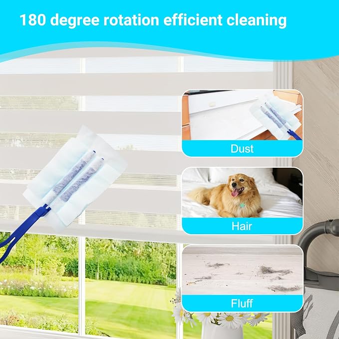 60 Count Disposable Duster Refills for Cleaning, for Swiffer Duster Refill | Multi-Surface Dusting Refills, Dusting Furniture, Blinds, Ceiling Fans, Helps Remove Allergens