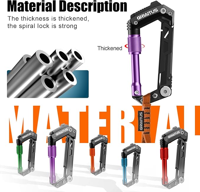 Carabiner Multitool with Pocket Knives, EDC Carabiners Gift for Camping Men | Serrated Knife, Rope Cutter, Screwdriver, Can Bottle Opener, Ruler, Folding Knife for Hiking, (Purple)