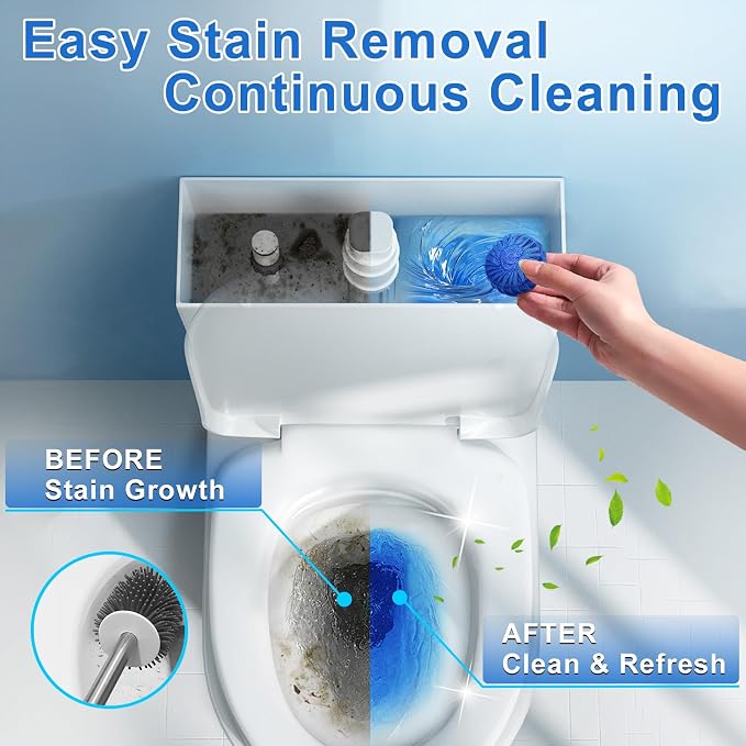 Msvvko Toilet Bowl Cleaners, 100 Pack Blue Tablets | Automatic Continuous Toilet Cleaning, Fresh Scent, Prevents Stains & Odors, Septic Friendly, Hard Water Stain Remove, In Bulk
