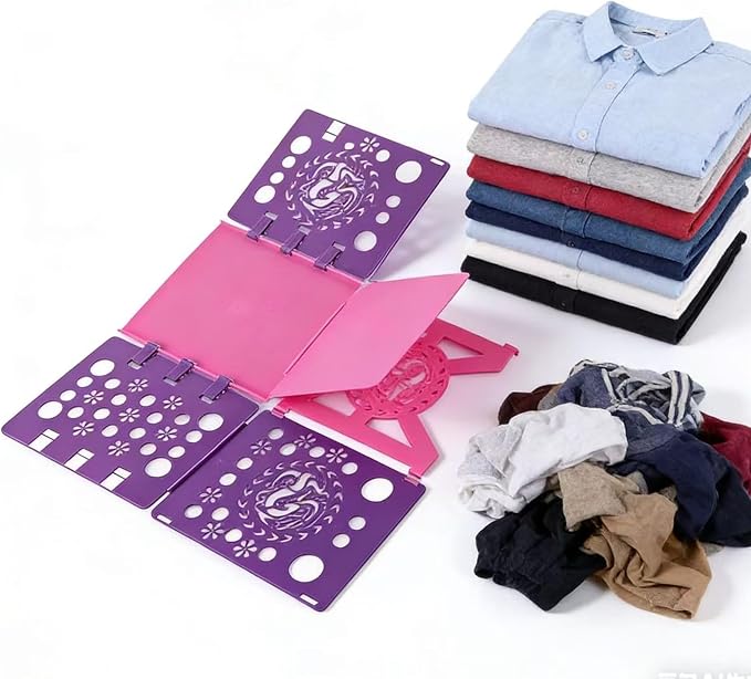 Color-Blocked Adult Folding Board, Purple and Pink Clothes Folder Organizer (Rose red and purple)