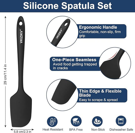 4 Pcs Silicone Spatula Set, 11.4 In, 600°F Heat Resistant Rubber Spatulas for Baking, Cooking & Mixing, Flexible and Non-Stick Kitchen Utensils, Seamless & Dishwasher Safe (Multicolor)