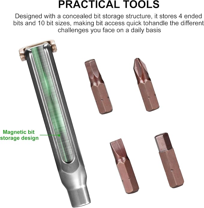 FANAUE Titanium Small EDC Multi Bit Pocket Screwdriver, Professional Grade Magnetic Repair Tool Kit, 10 in 1 Mini Precision Screwdriver Set Magnetic Repair Multitool for Daily Home Improvement Use.
