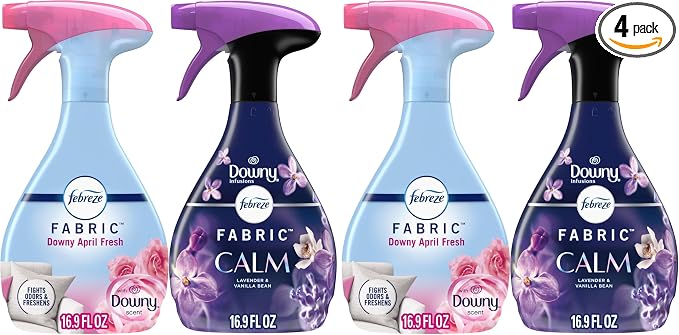 Febreze Odor-Fighting Fabric Refresher,Downy Calm and Downy April Fresh,16.9oz,(Pack of 4)