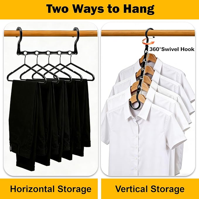 Closet Organizers and Storage, 8 Pack Stronger Space Saving Hangers for 40 Clothes, College Dorm Room Essentials for Guys Girls, Clothes Hanger with 5 Holes, Closet Storage, Magic Home Organization | College Dorm Room Essentials for Guys Girls, Clothes...