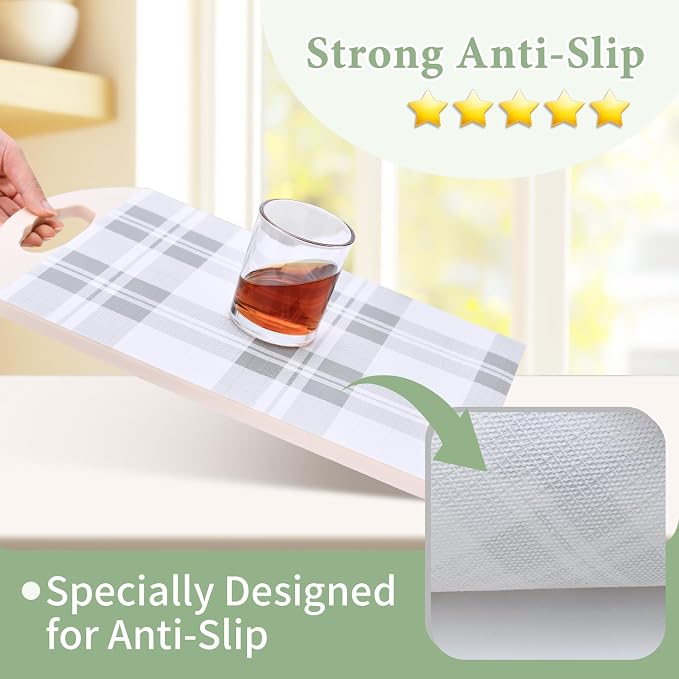 Drawer and Shelf Liner for Kitchen Cabinet: 12 in X 20 Ft Non Slip | Waterproof Shelf Paper Non Adhesive Refrigerator Liners Light Grey Lattice Easy Liners for Bathroom