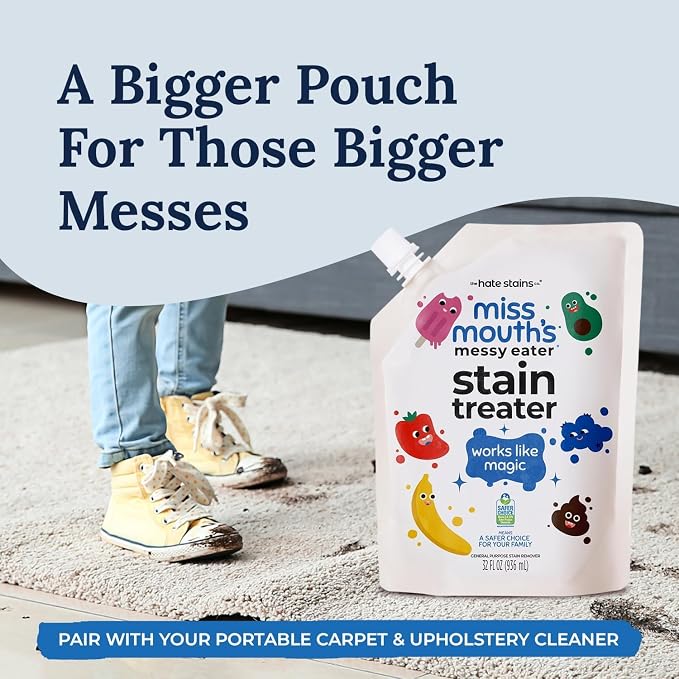 Miss Mouth's Messy Eater Stain Treater - 32oz Refill - Newborn & Baby Essentials - No Dry Cleaning Food, Grease, Coffee Off Laundry, Underwear, Fabric | Easy Refill; Newborn & Baby Essentials; Cleans Food, Grease, Coffee; Use on Laundry, Underwear, Fabric